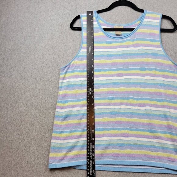 Sigrid Olsen Womens Tank Top Womens Large Knit Career Office Pastel Strip Easter - Picture 7 of 14